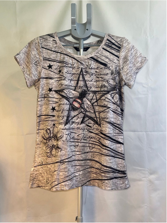 Tango Mango Tops - Women's Tango Mango Gray Black Short‎ Sleeve Tee L